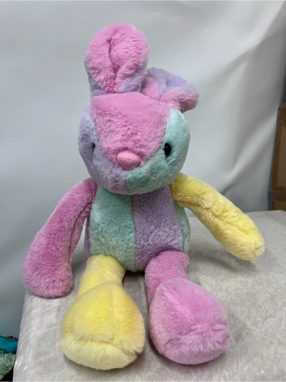 Plush Pastel Bunny Stuffed Animal Multicolor rabbit toy soft